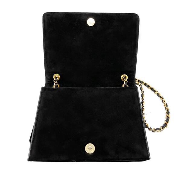 Chanel Vintage Black Quilted Suede Flap Shoulder Bag with Chain Strap – 1990s - Picture 6 of 13